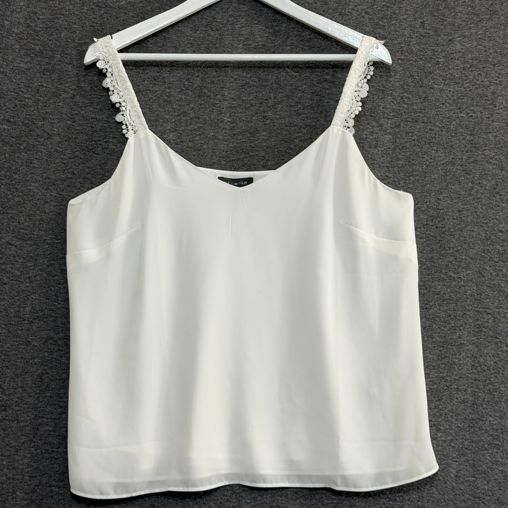 The Limited Coquette Women XL‎ White Lace Trim Camisole V-Neck Feminine Romantic